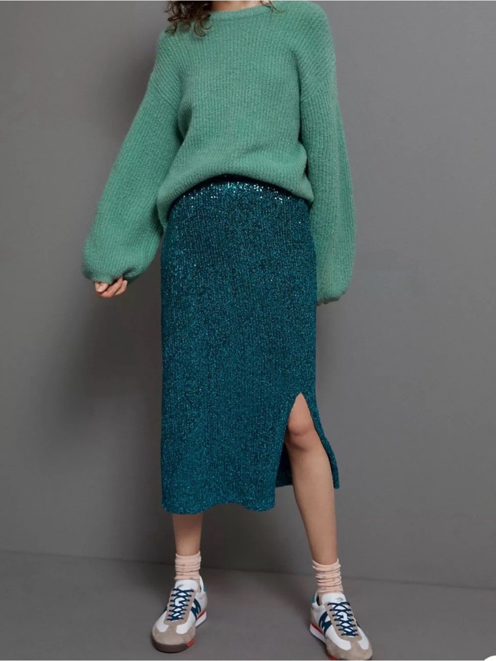 Maeve Anthropologie Teal Midi Pencil Skirt with Side Slit XSP
